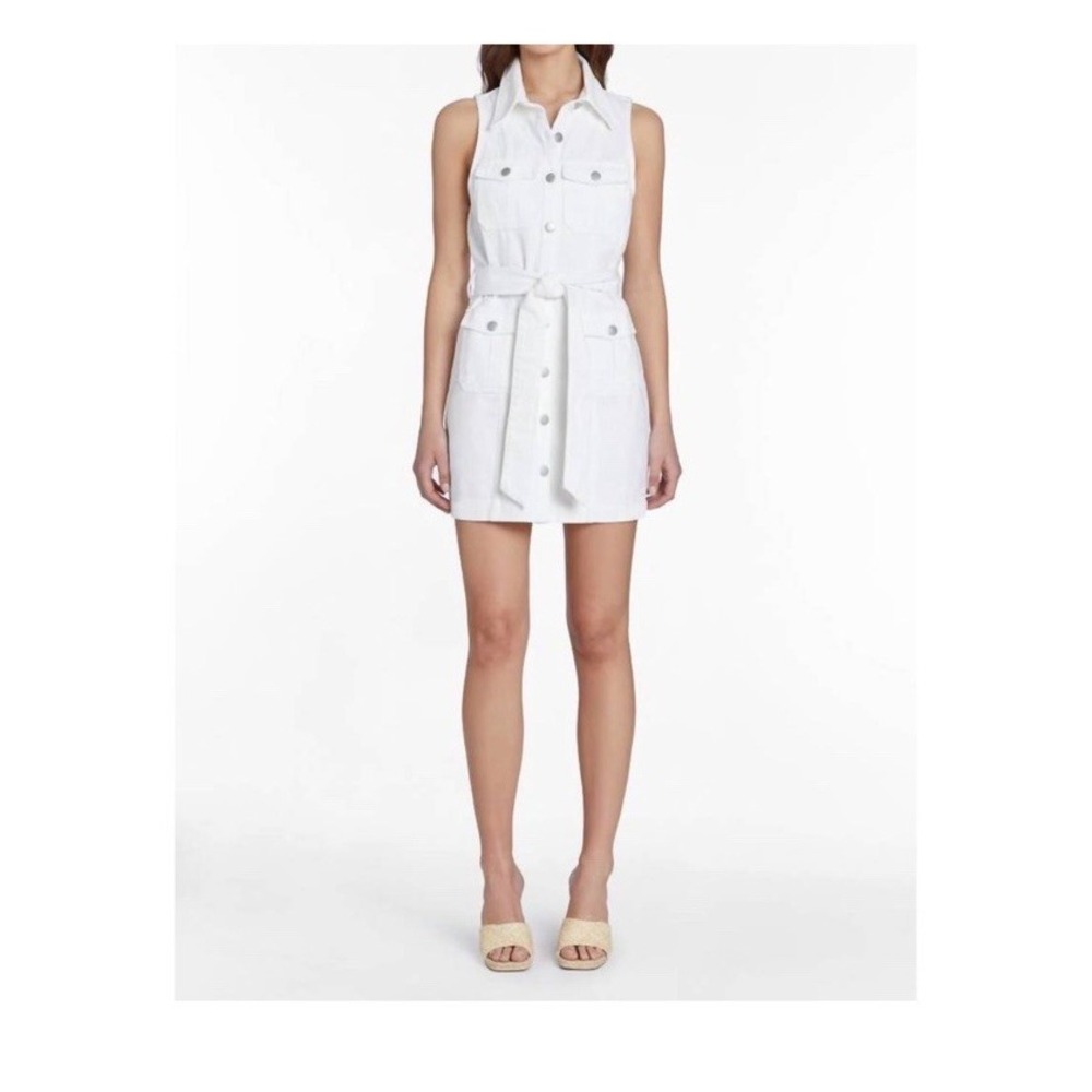 Amanda Uprichard Greyson Denim Shirt Dress White Small